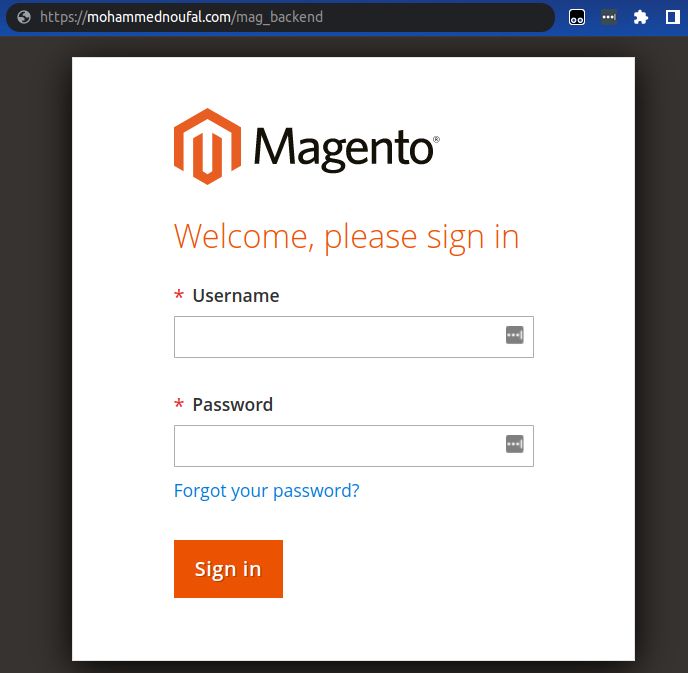 Enter the username and password for your Magento Admin Account.
