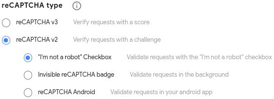For the reCAPTCHA type, Select the ideal option for your use case.
