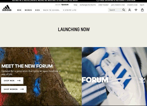 Adidas uses video in this modern web design trend example