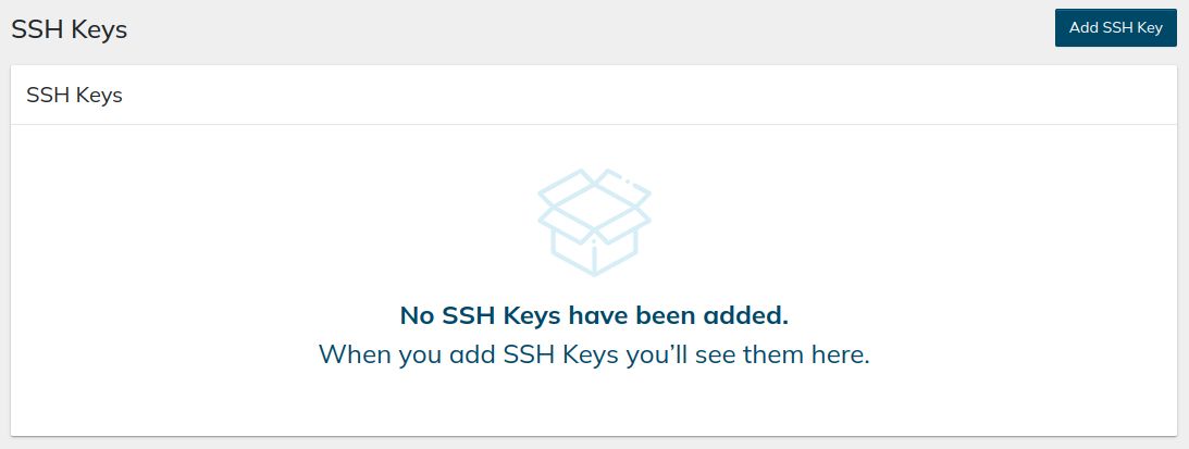 Click the Add SSH Key button in the upper right corner.