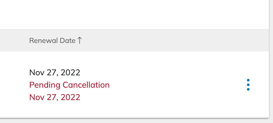 You know you have successfully canceled your service when you see the following Pending Cancellation message on the Plans page.
