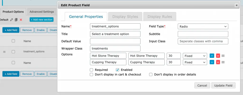 Edit product field