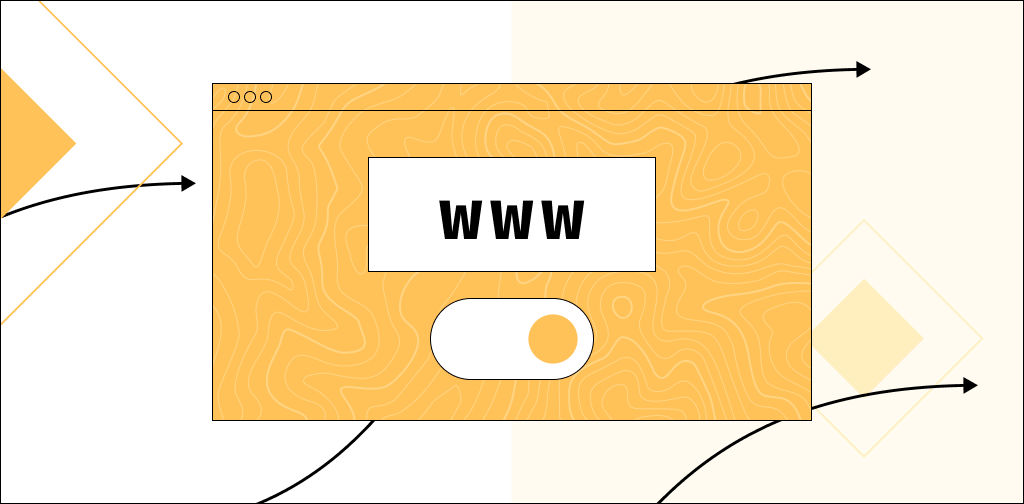 Illustration of a browser window with "www" typed into the search bar