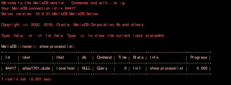 Finally, securely access the MariaDB/MySQL client.