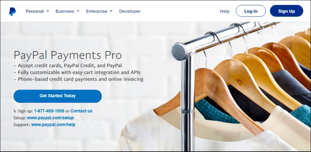 PayPal payments processor page.
