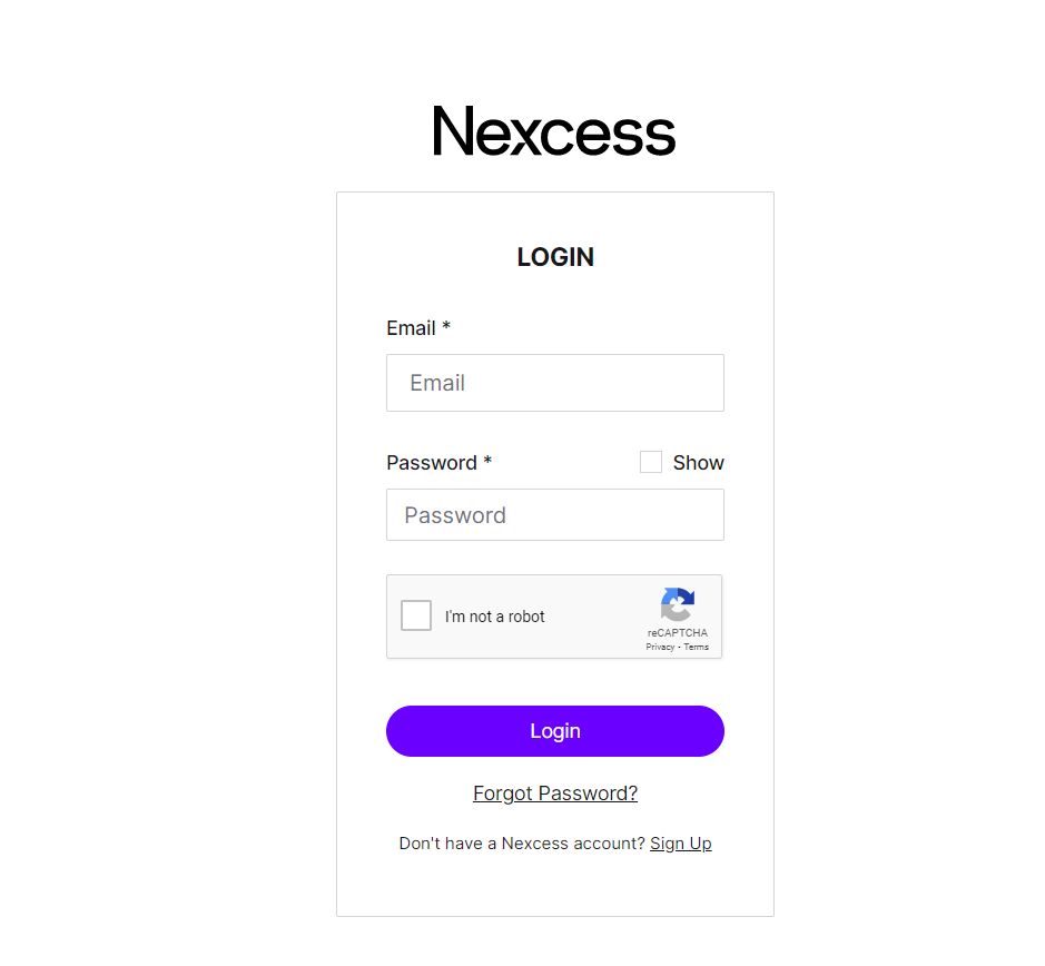 Nexcess Client Portal login page.