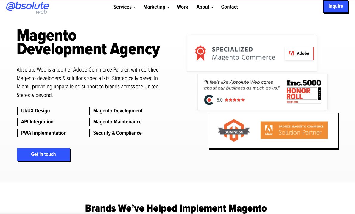 Absolute Web is a top Magento development agency for migrations, headless and progressive web app (PWA) implementation, and integrations.