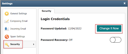 Click the Security tab, then click Change It Now.