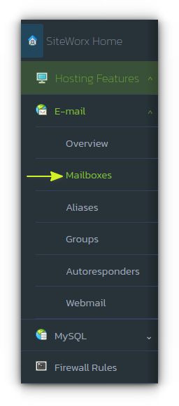 From the dashboard, click Hosting Features > Email > Mailboxes.