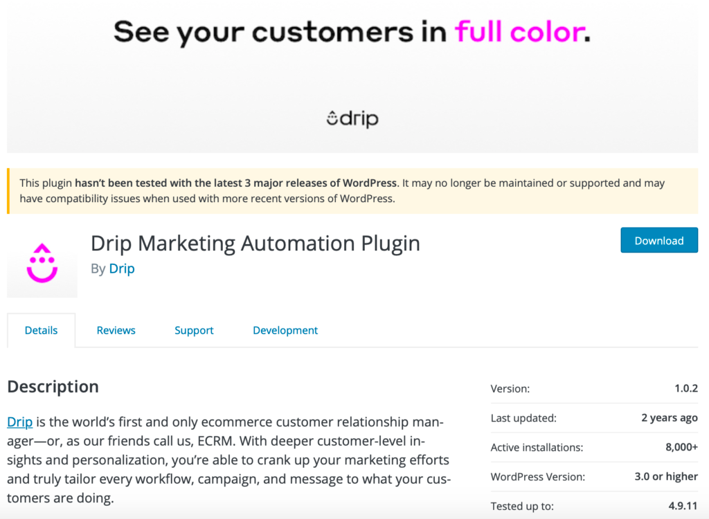 WordPress marketing automation plugin Drip