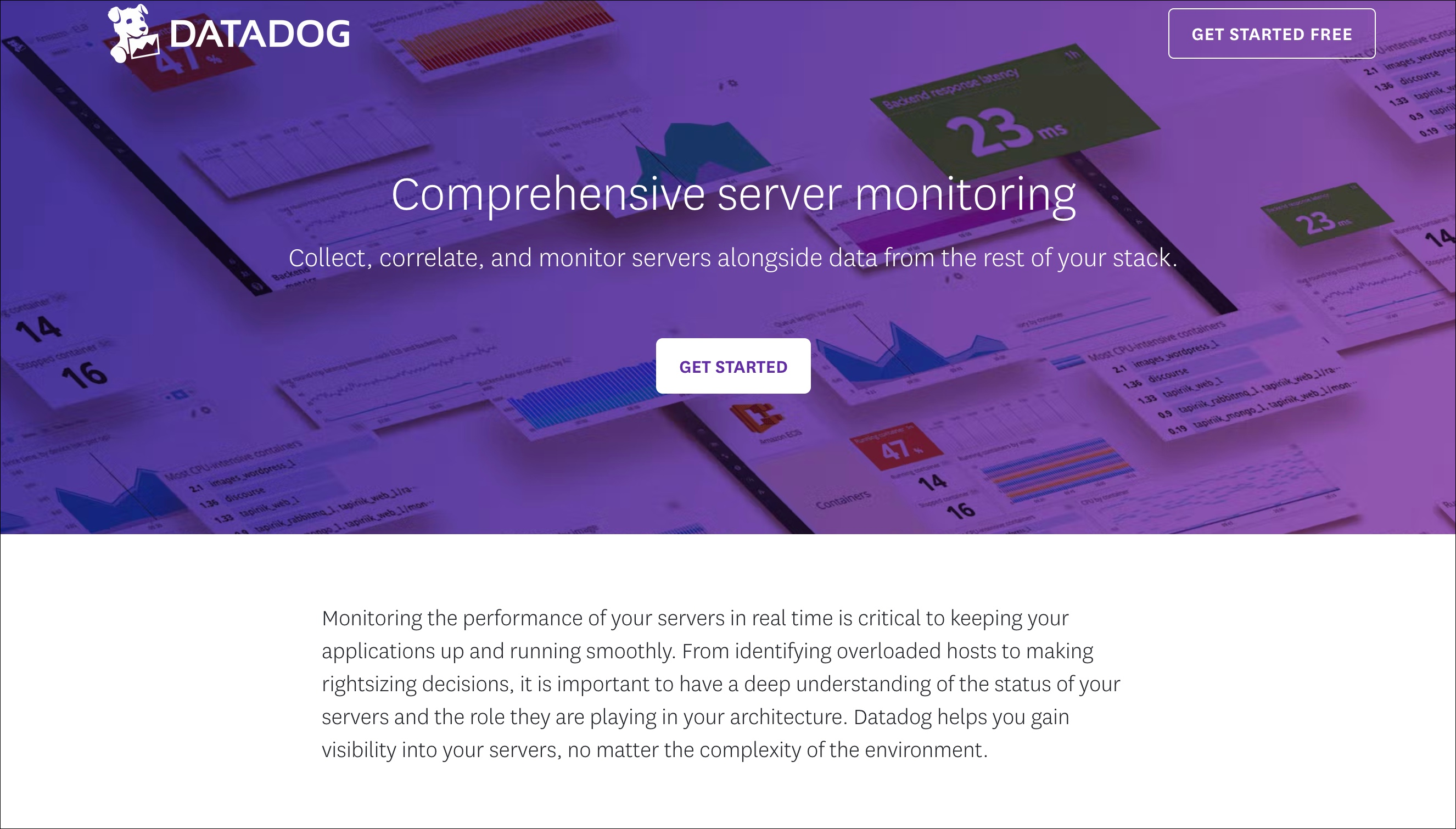 Screenshot of Datadog’s service page. 