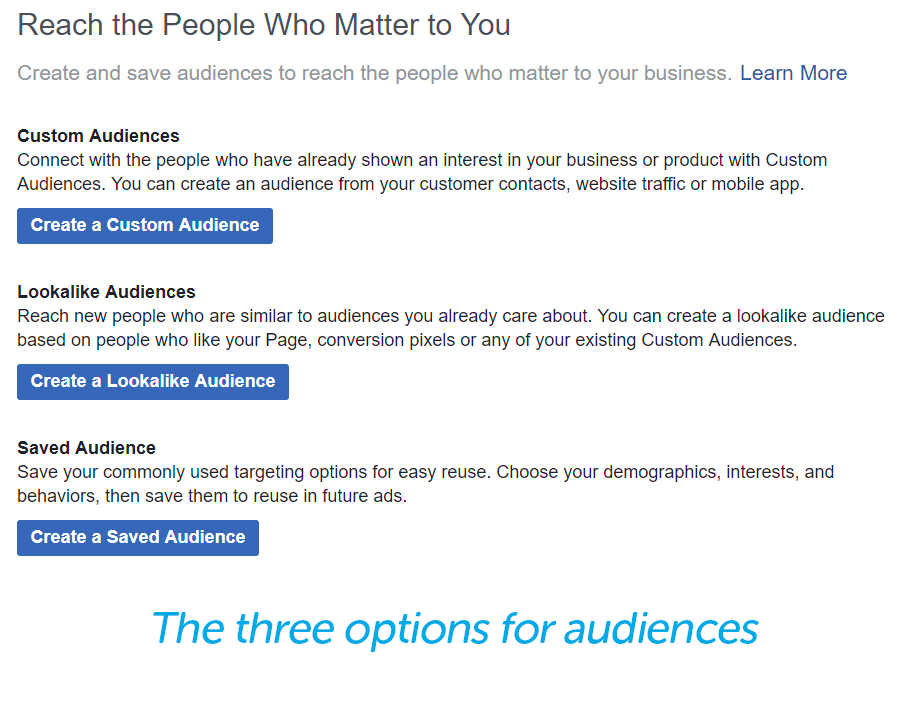 Audience options in Facebook ads