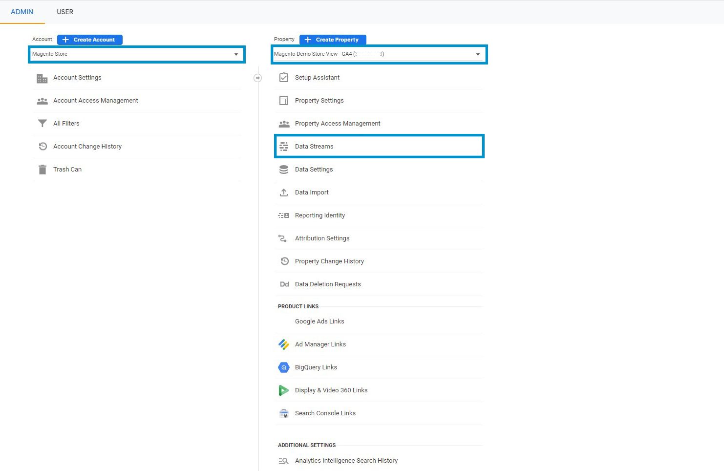 Access Google Analytics 4 Data Streams.