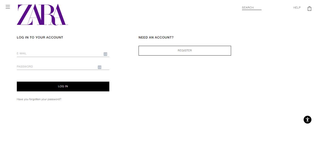 Zara doesn’t even offer a guest checkout option on its checkout page.