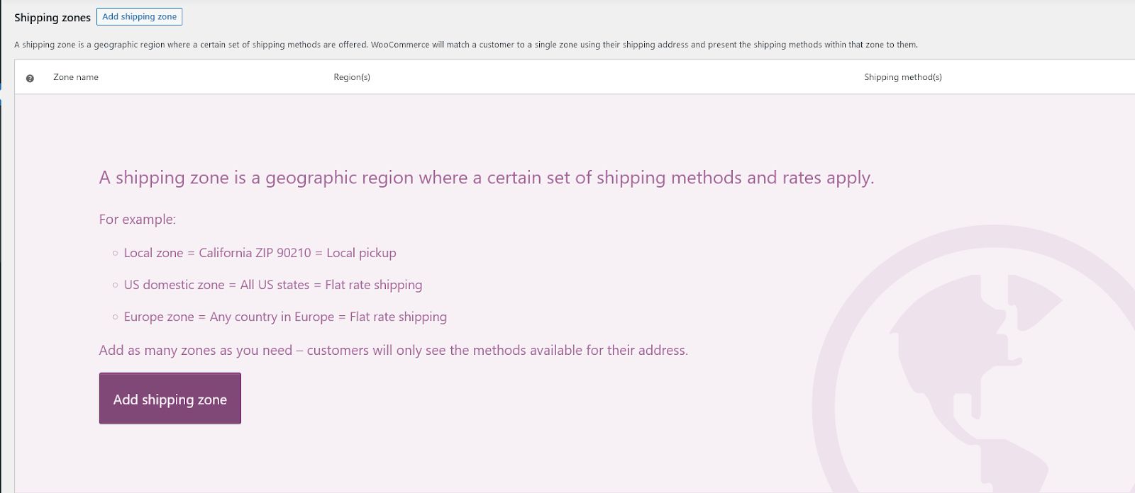 Setting up Shipping Zones in WooCommerce
