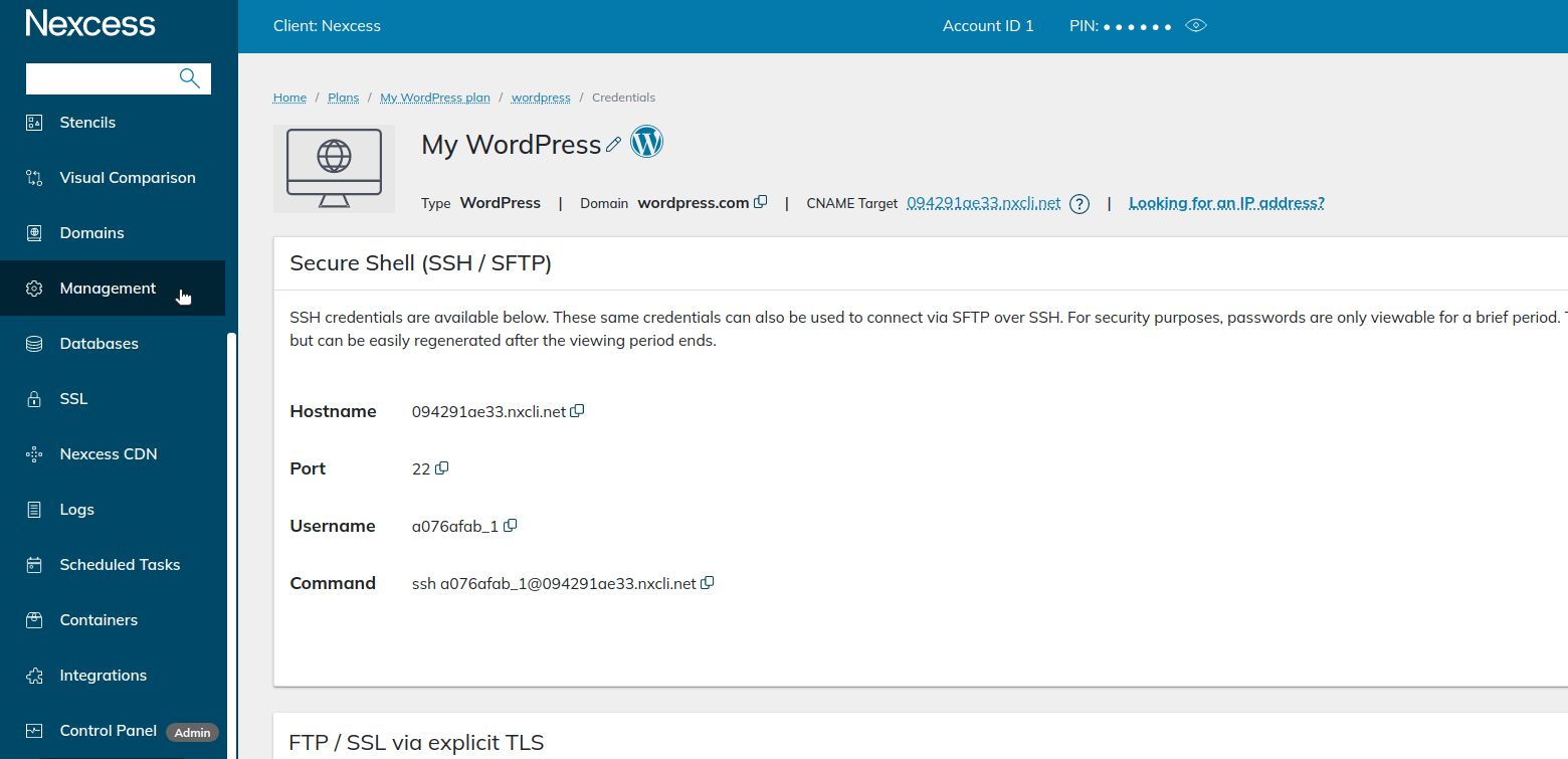 The Management interface allows you to change the PHP version for all websites on the chosen hosting plan.