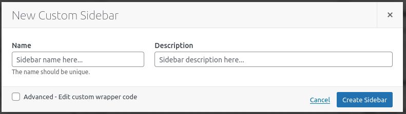 Give your custom WordPress sidebar a name and a description