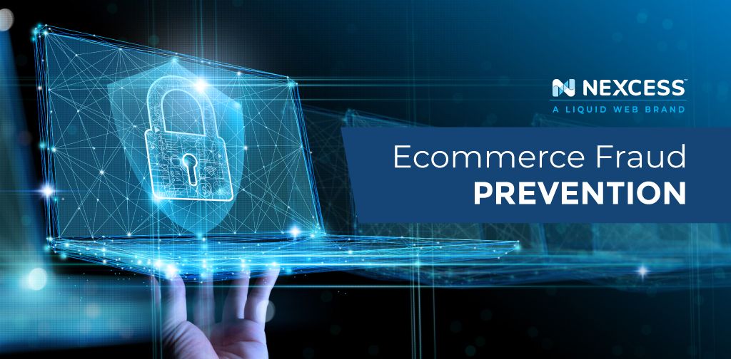 Laptop in a hand with the title Ecommerce Fraud Prevention