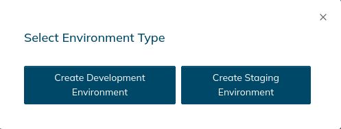 Click the Add Development Environment option and choose Create Development Environment to set up a new cloud dev site.