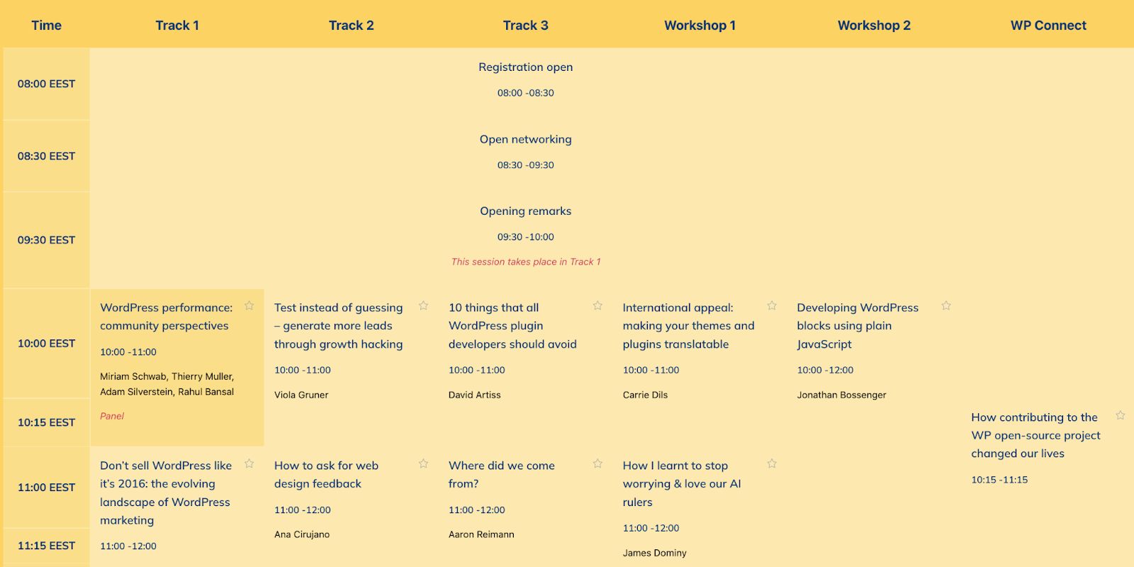 schedule from WordCamp EU 2023