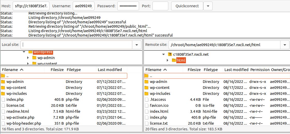 Please note that the WordPress installation at Nexcess will have the mu-plugins folder and some other files required for the correct functioning of the website with regards to the wp-content directory. You will not be able to replace the WordPress content folder entirely.