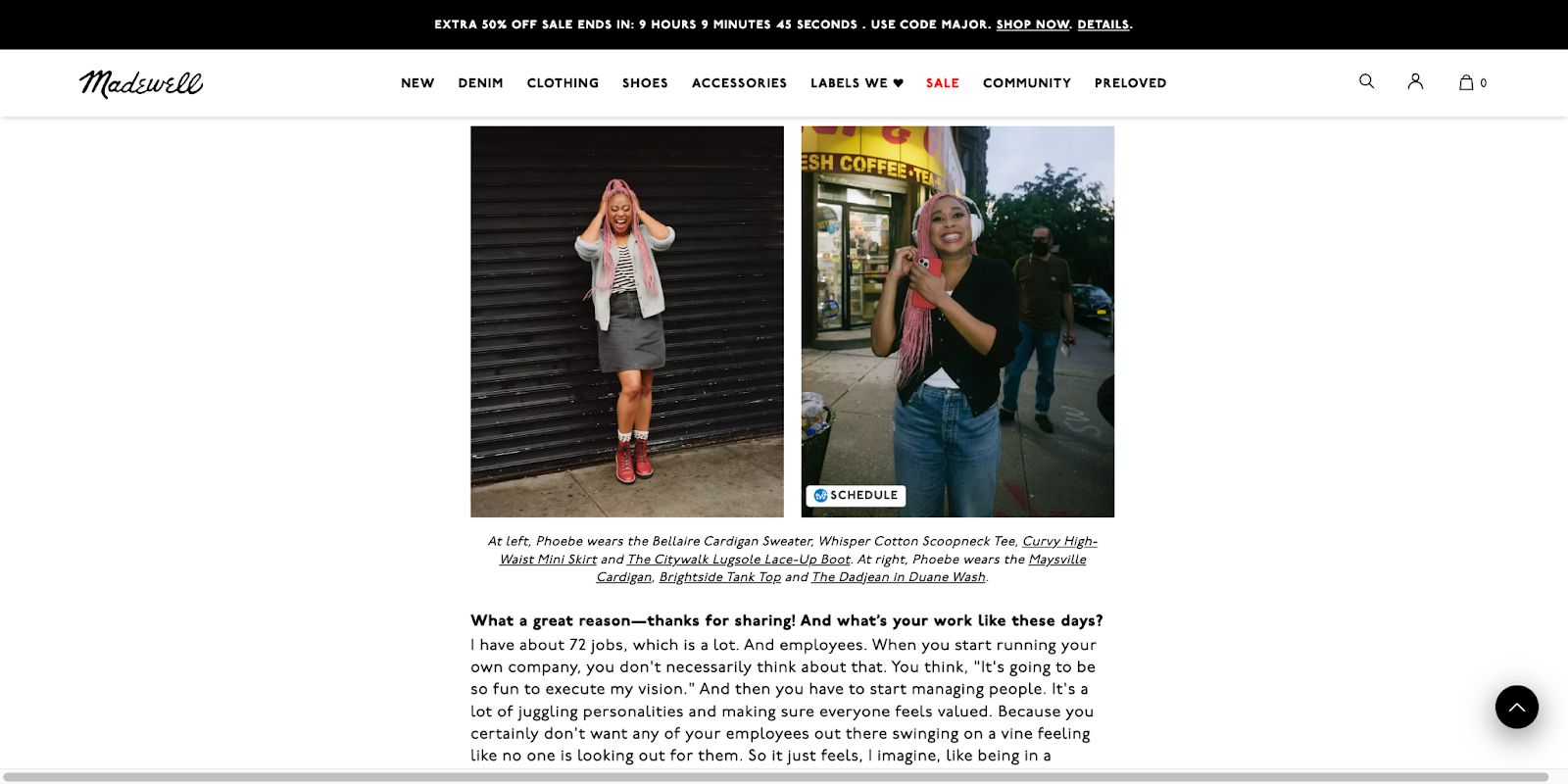 Madewell does fashion ecommerce content marketing well.