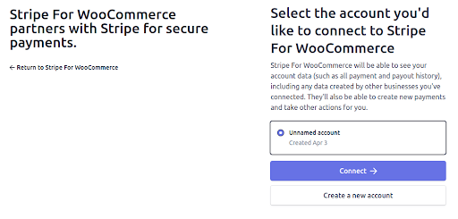 Click on the Click to Connect button to proceed with the WooCommerce-Stripe Integration setup. 