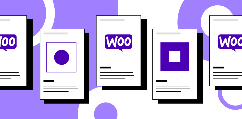 Illustration of browser windows and WooCommerce logo