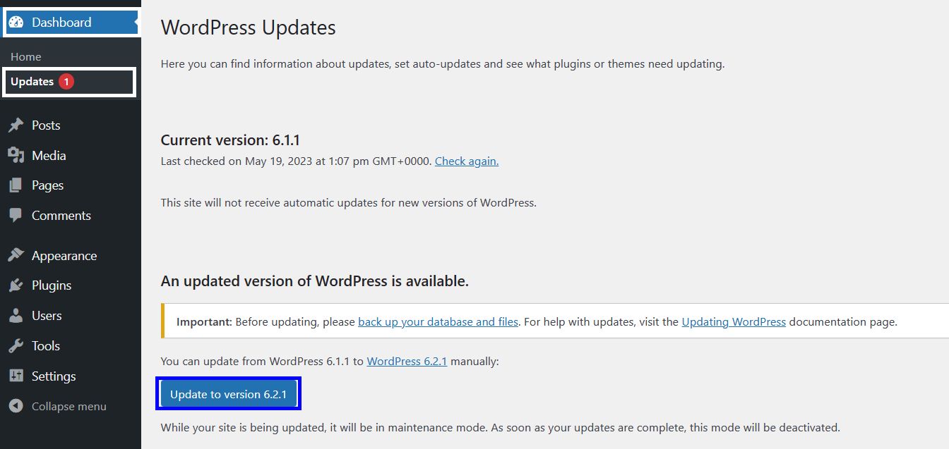 Updating WordPress version.