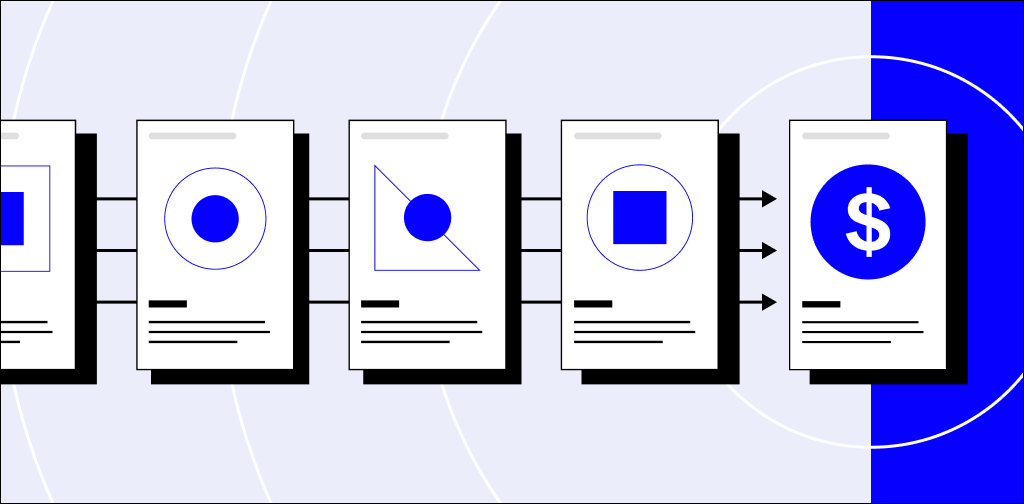 Illustration of browser windows for online transactions 