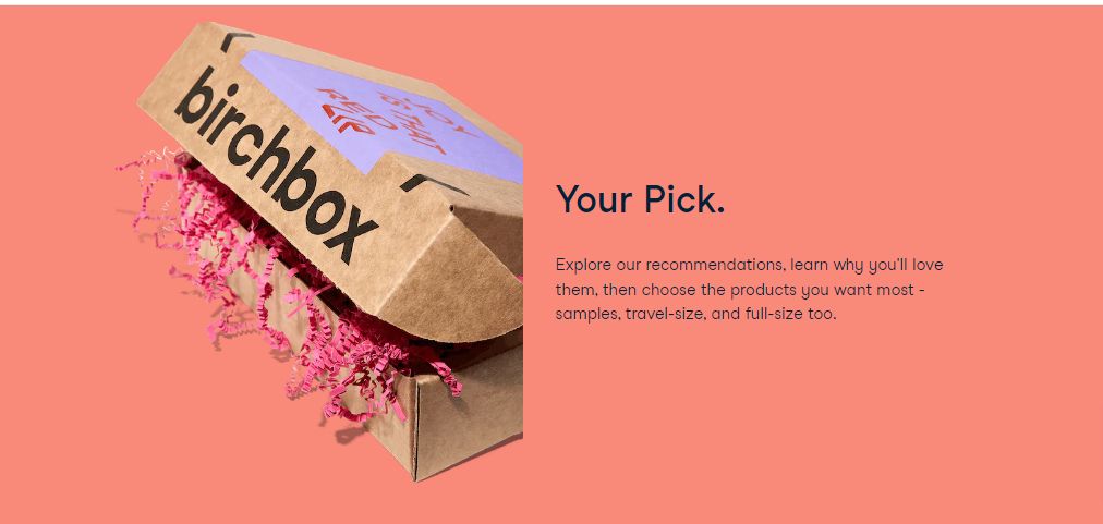 Birchbox invites prospects to receive a monthly delivery of customized product samples.