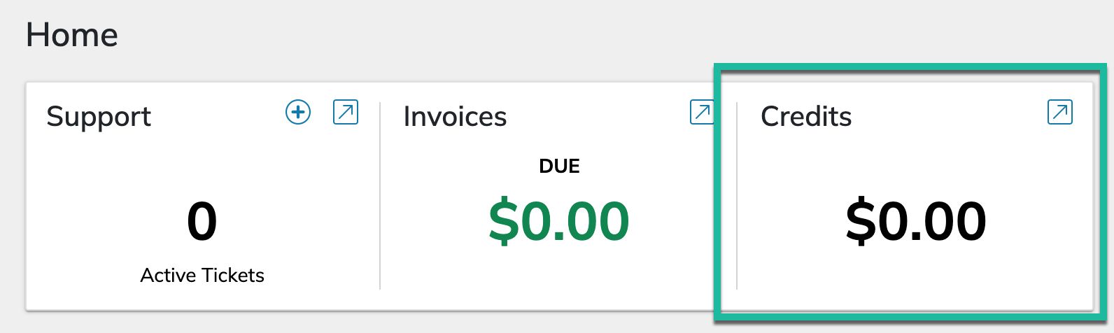 On the dashboard immediately after logging in, you can see at a glance your total account credit balance.