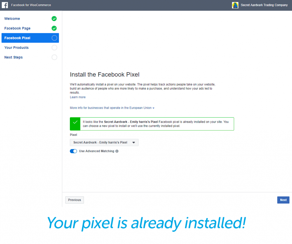 Installing the Facebook pixel
