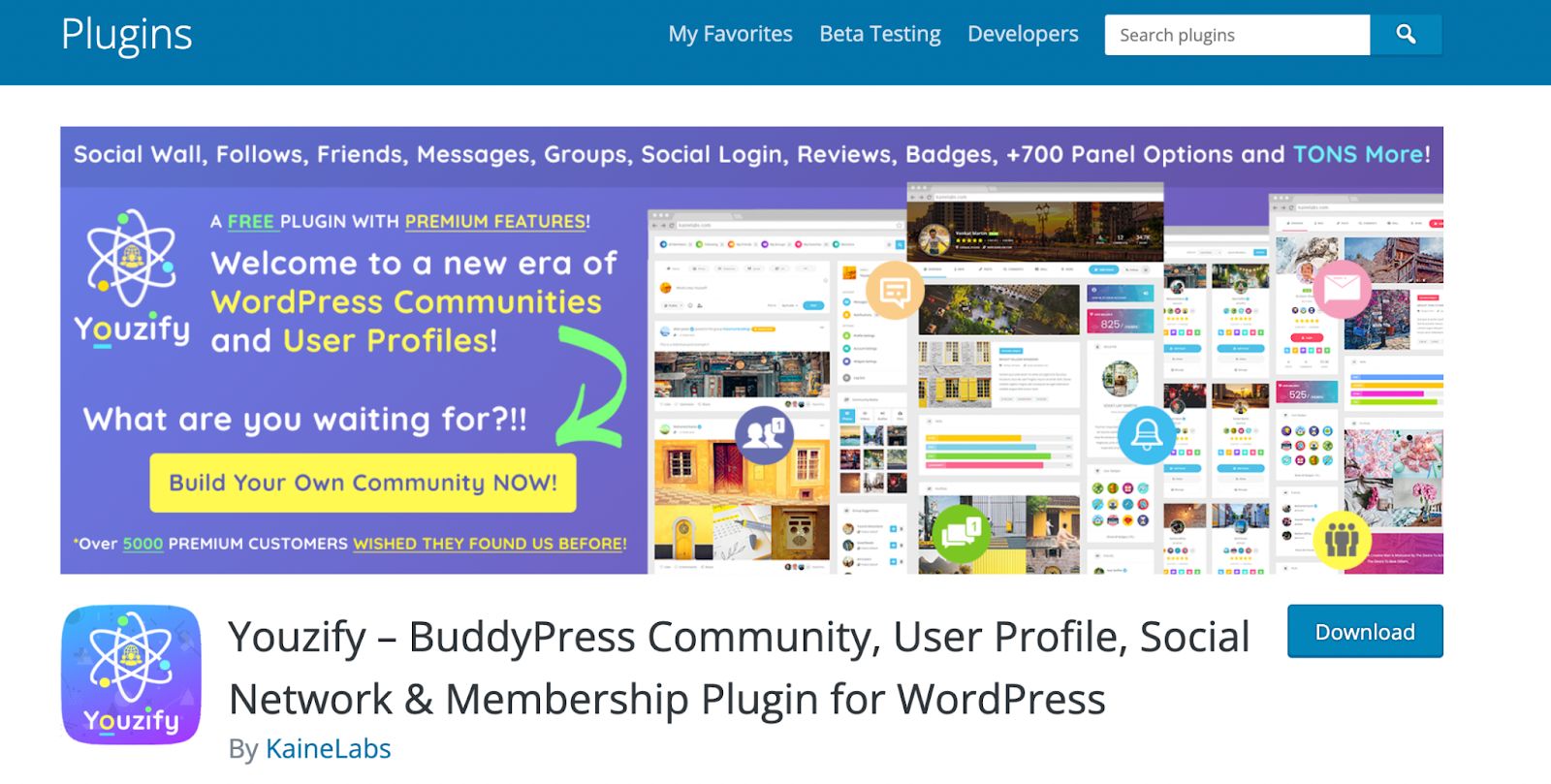 Youzify plugin for online WordPress communities.