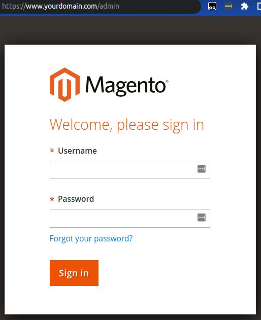 An example of the sign-in page of the Magento Admin Panel.