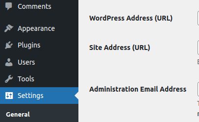 Change the values of the URLs in the WordPress Address (home URL) and Site Address (site URL) text boxes if needed.