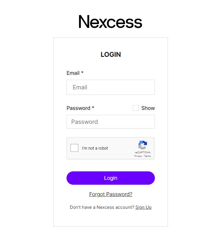 Login page for Nexcess hosting environments.