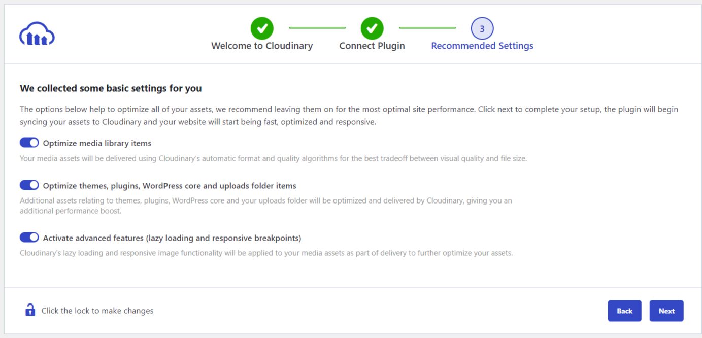 Go to the dashboard in your Cloudinary account and copy over the API environment variable into the plugin's settings and then follow the steps.