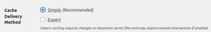 Under the Advanced tab, choose your preferred cache delivery method and select the Update Status button.