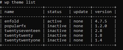 wp theme list command