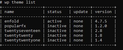 wp theme list command
