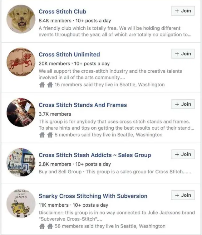 Facebook groups for cross stitch hobbies