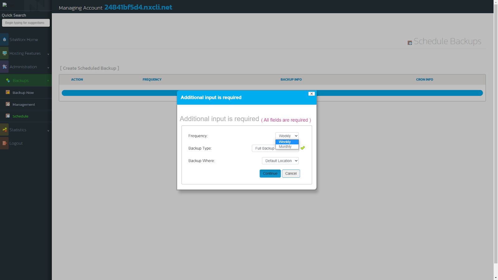 You can also schedule weekly or monthly (full or partial) backups in the Control Panel.