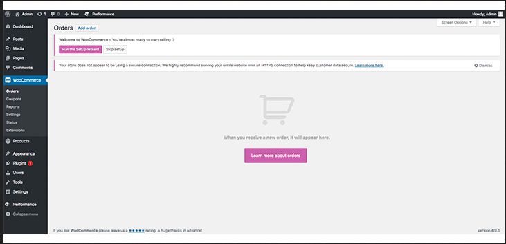 Access your WooCommerce admin panel to migrate from Shopify to WooCommerce