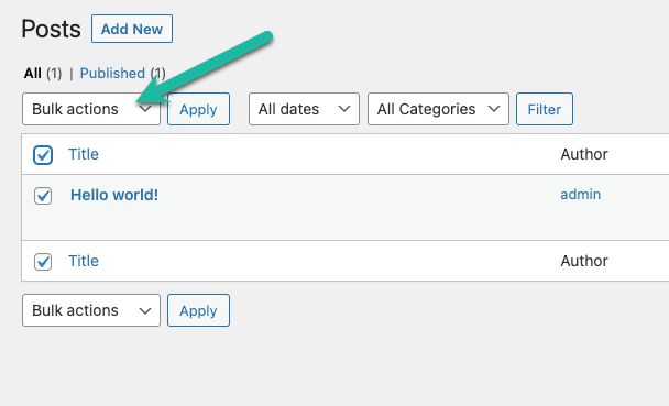 After all the posts are selected, click on the Bulk Actions dropdown.