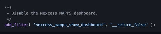 Disable the Nexcess MAPPS dashboard