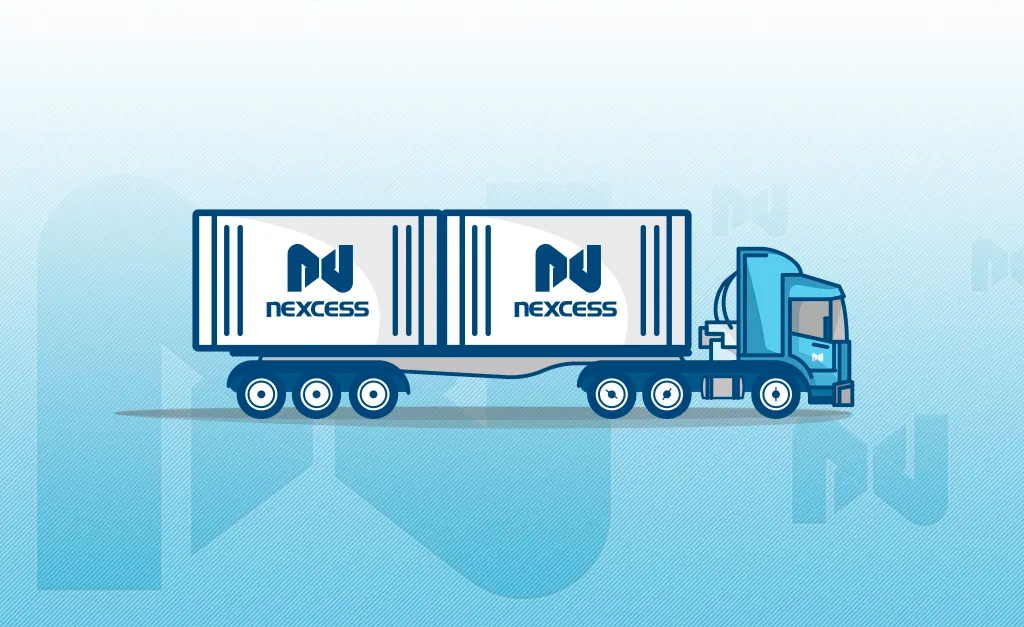 Illustration of a semitruck with the Nexcess logo
