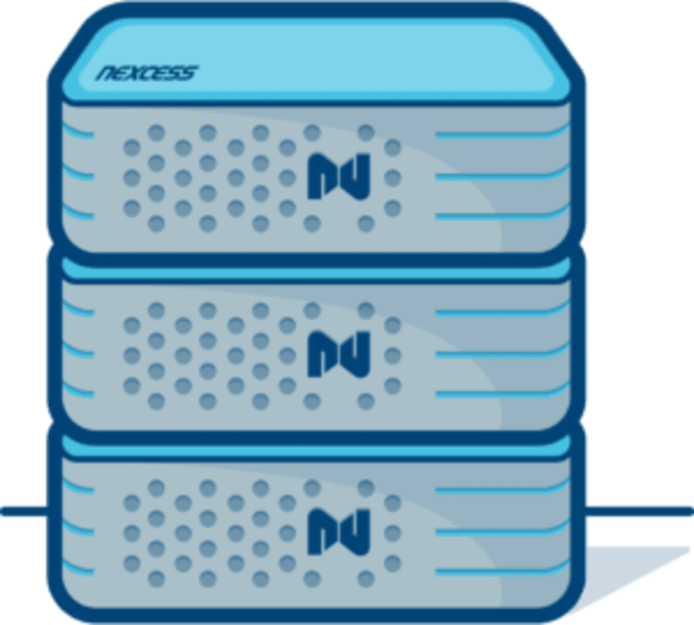 A stack of Nexcess branded servers.