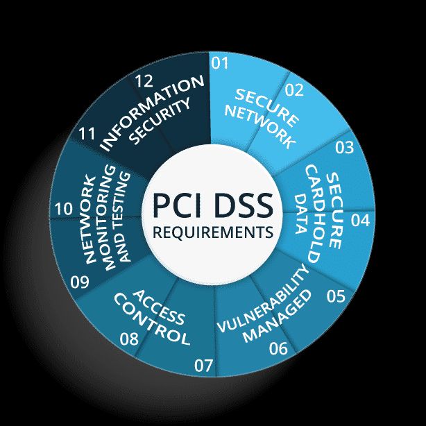 The PCI DSS i12 requirements from six goal categories.