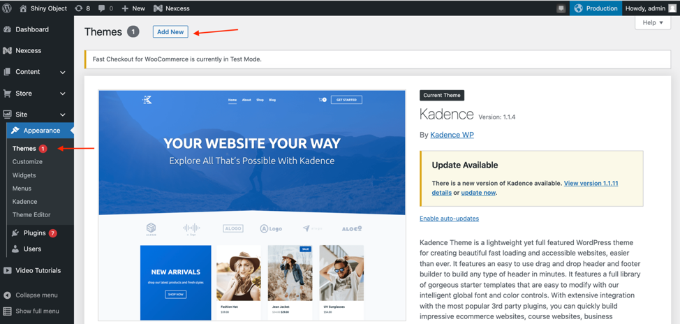 Adding a new WordPress theme to your site